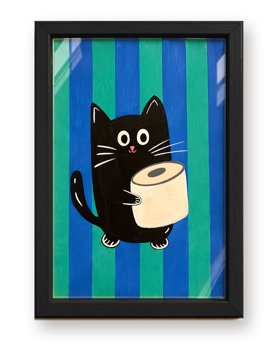 Framed Toilet Roll Cat Artwork by Atelier Clay