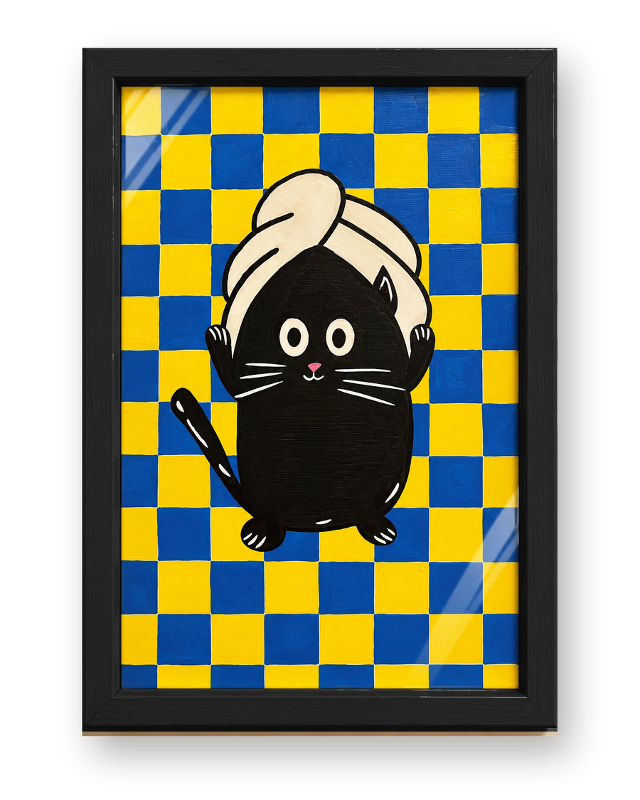 Framed Towel Cat Artwork by Atelier Clay