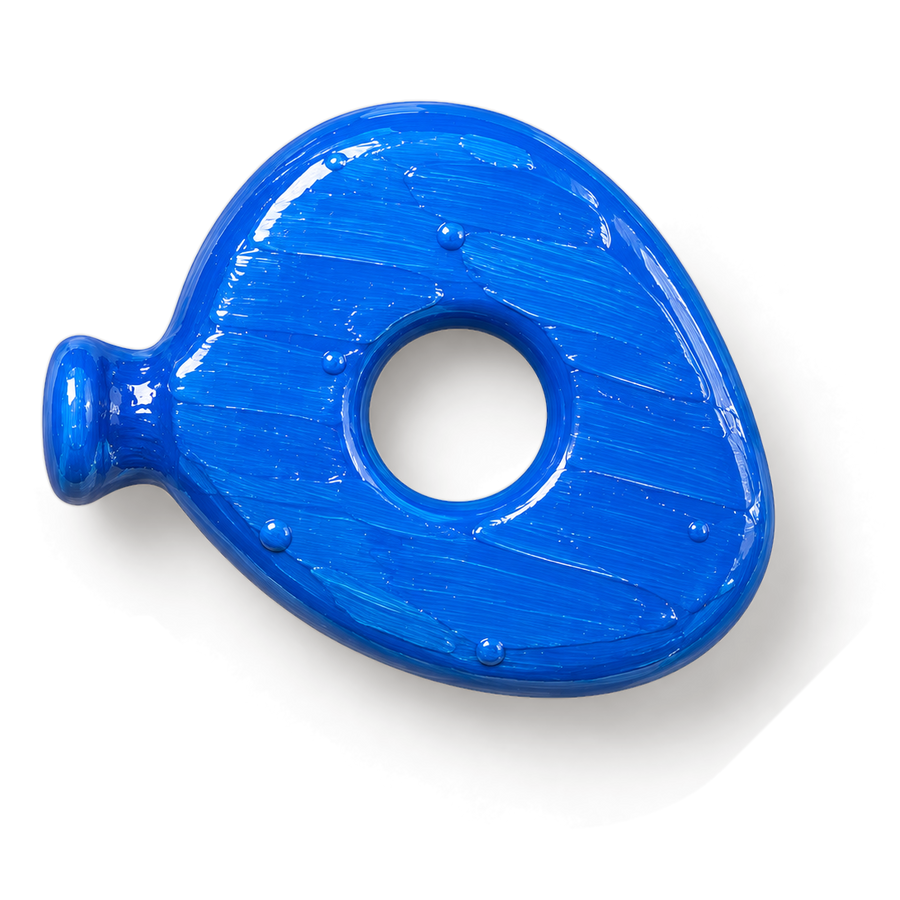 Mini Blue Button, handmade clay piece by Atelier Clay