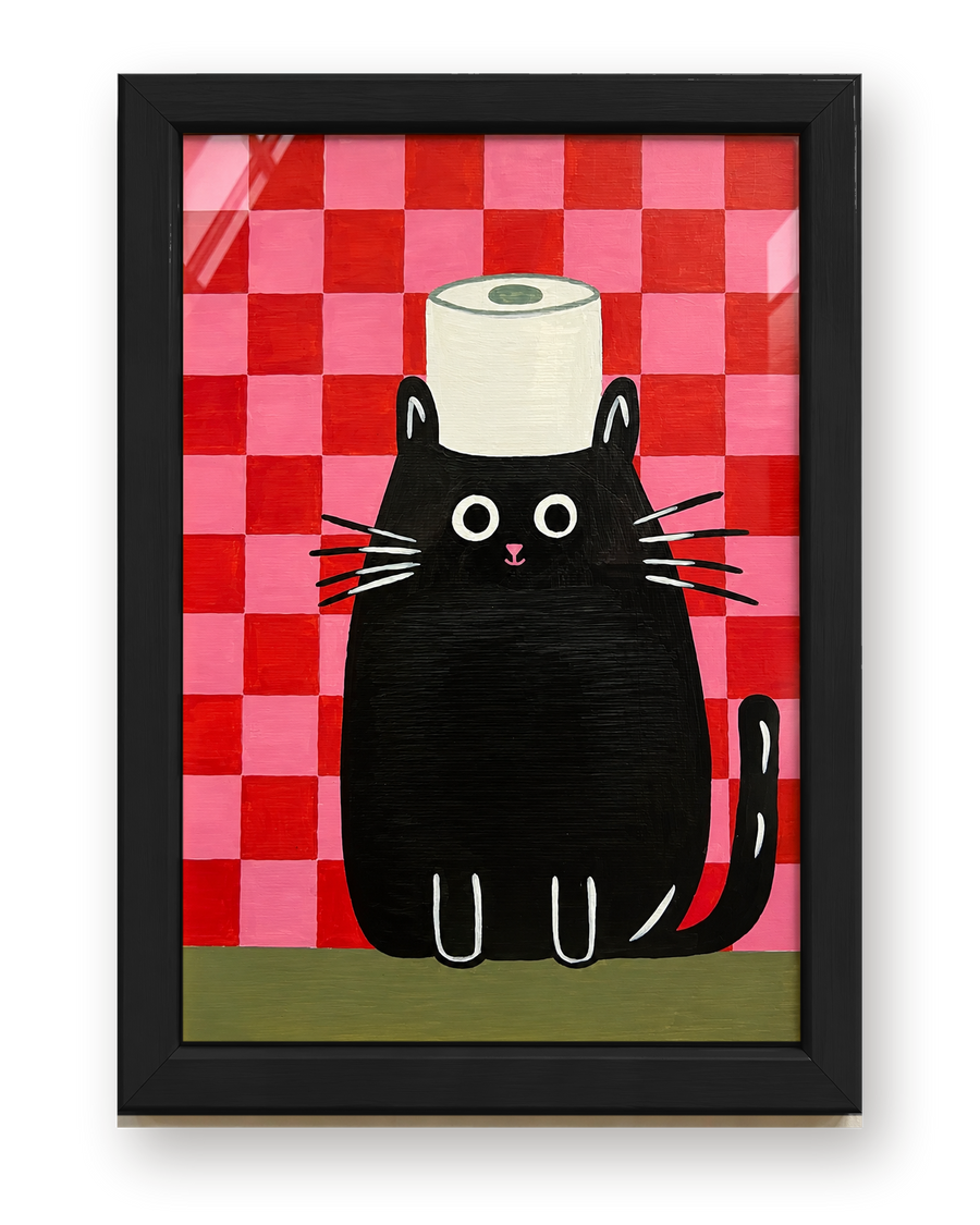 Framed Balancing Cat Artwork by Atelier Clay