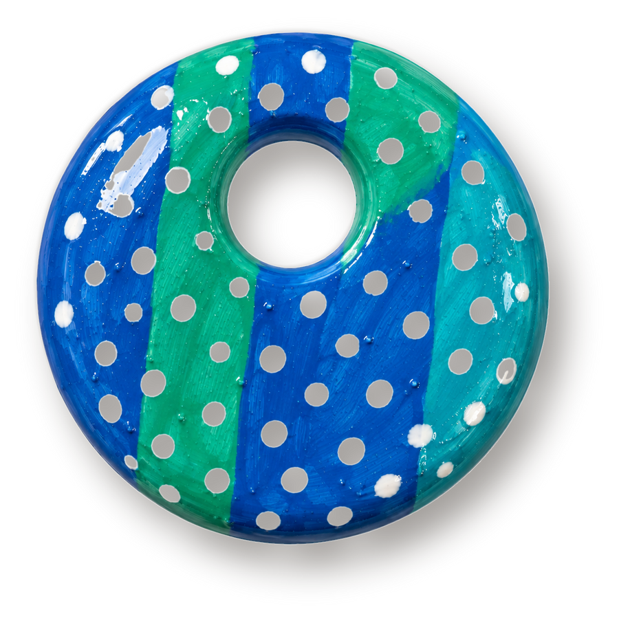 Dotted Stripe Button, handmade clay piece by Atelier Clay