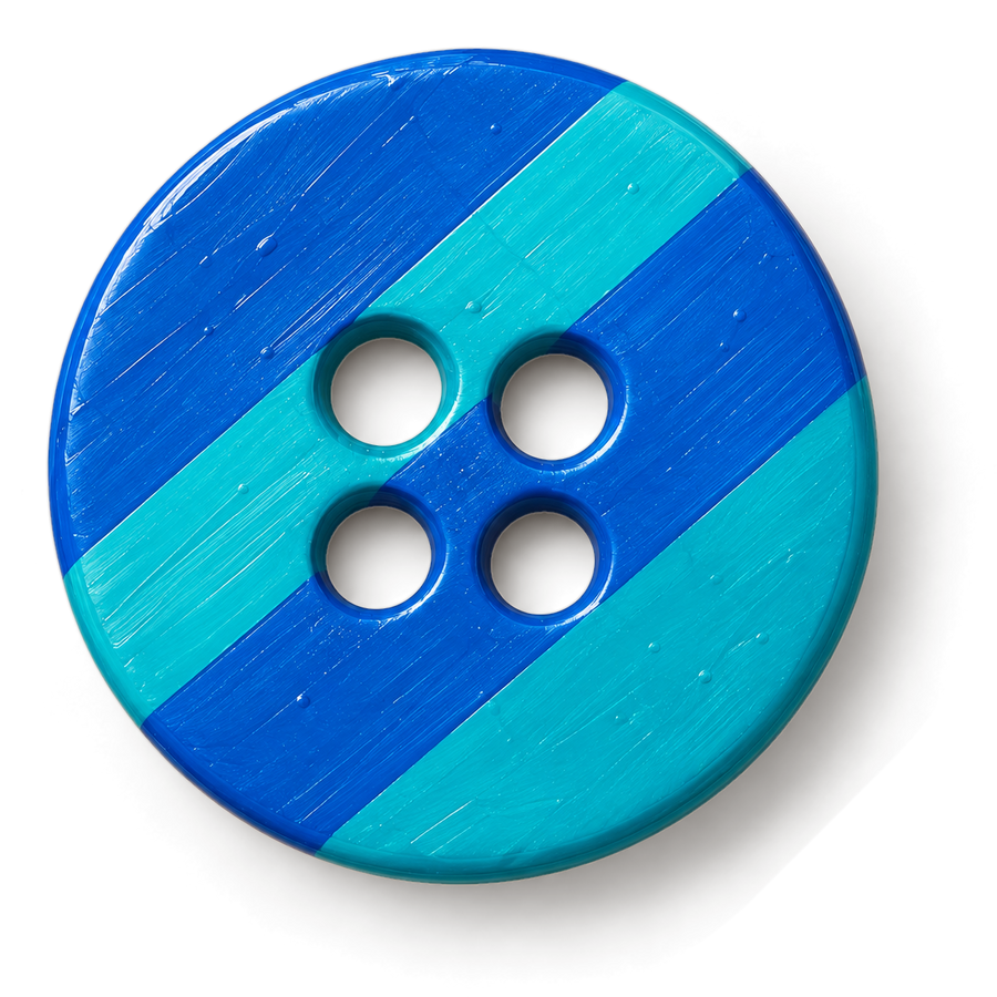 Blue Stripe Button, handmade clay piece by Atelier Clay