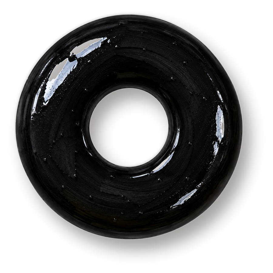 Black Ring Button, handmade clay piece by Atelier Clay